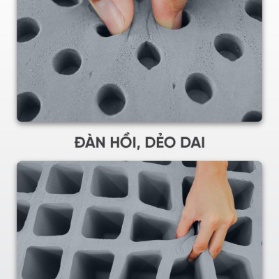 Nệm cao su thiên nhiên than hoạt tính Tatana Cool Grey, Kháng khuẩn khử mùi, nâng đỡ cơ thể, hỗ trợ giảm đau cột sống - Bảo hành 10 năm .