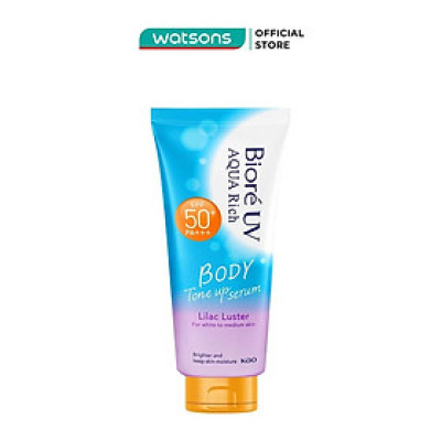 Serum Chống Nắng Biore UV Aqua Rich Dưỡng Thể Nâng Tông Body Tone Up Lilac Luster SPF50+ PA+++ 130ml