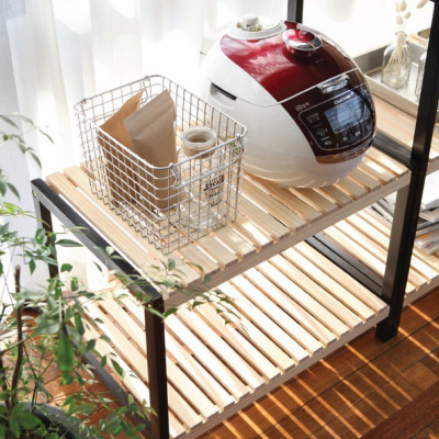 KỆ ĐỂ LÒ VI SÓNG 2 TẦNG HÀN QUỐC MÀU GỖ TỰ NHIÊN PHỐI ĐEN - OVEN RACK 2F BLACK NATURAL