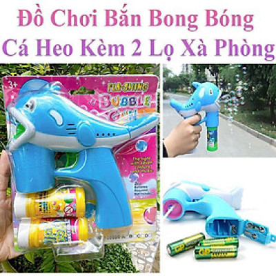 Đồ Chơi Bắn Bong Bóng Cá Heo Kèm 2 Lọ Xà Phòng Nguồn 3 Pin Aaa