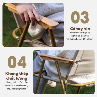 BG Ghế Xếp Gấp Gọn S11, S14 Khung Kim Loại , Dã Ngoại Picnic Câu Cá - Chất Liệu Vải Oxford Dày Dặn Thoáng Khí-Thiết Kế Tựa Lưng Ngồi Thư Giãn