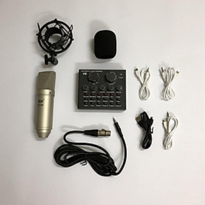 Combo micro ISK AT100 và sound card V8