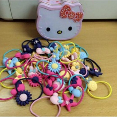 Hộp dây buộc tóc kitty sắt (40 dây + 1 hộp sắt)