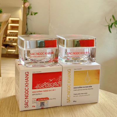 Bộ Combo Dưỡng Da Sắc Ngọc Khang [Serum Dưỡng Trắng Da Vitamin C + Kem Dưỡng Da Ban Ngày/Đêm]