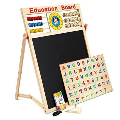 BẢNG GỖ ĐA NĂNG 2 MẶT CHO BÉ CÓ TỪ TÍNH NAM CHÂM- BẢNG EDU- ĐẦY ĐỦ PHỤ KIỆN CHỮ CÁI, SỐ VÀ PHÉP TÍNH.