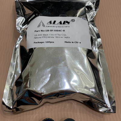 Chai thủy tinh 10ml trắng (nâu) + nắp vặn đen kín đệm septa ptfe/silicon, hộp 100 cái