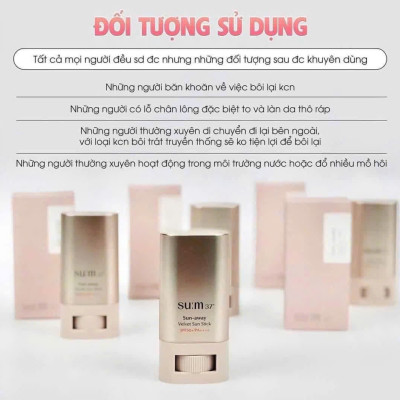 Kem Chống Nắng Dạng Thỏi Su:m37 Sun Away Velvet Sun Stick SPF 50+/PA++++ 18G