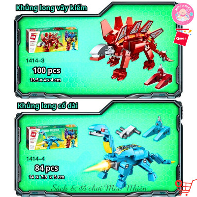 Đồ chơi lắp ráp xếp hình robot người máy Qman 1414 - Siêu Robot khủng long (553 mảnh ghép) dành cho bé trên 6 tuổi