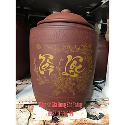 Hũ sành đựng gạo 15kg gốm Gia Hưng Bát Tràng