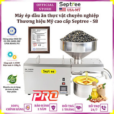 Máy ép dầu ăn thực vật chuyên nghiệp Nóng và Lạnh thương hiệu Mỹ Septree S8 - Công suất 1450W - Hàng nhập khẩu