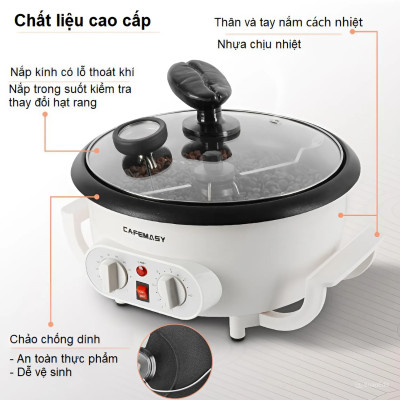 Máy rang các loại hạt tự động tích hợp điều chỉnh thời gian, thương hiệu Mỹ cao cấp Cafemasy SCR-300B. Hàng chính hãng