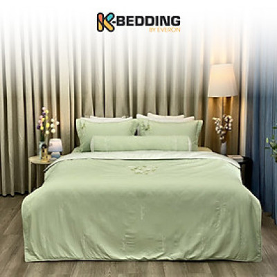 Bộ ga giường chần bông KBedding by Everon KMTS 103 Microtencel Xanh ngọc (4 món)