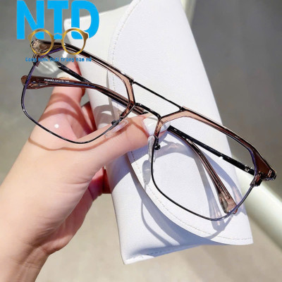 ính giả cận, Gọng kính cận NTD001 nửa viền nam nữ phong cách Hàn Quốc chống tia UV400