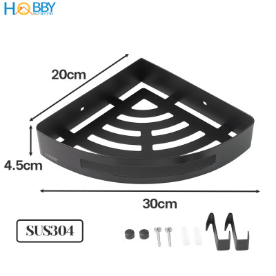 Kệ góc màu đen Inox 304 Hobby Home Decor KG3 khoan hoặc dán tường