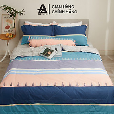 Bộ Ga Giường Mền Chần Bông 5 Món Tree Stripes Mềm Mại 100% Cotton Tự Nhiên A2Z Home