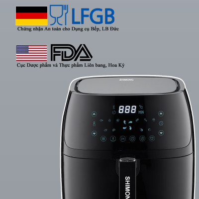 Nồi Chiên Không Dầu SHIMONO SM-AF558T 5,5L 2150W Cao Cấp Tiêu Chuẩn FDA Hoa Kỳ, LFGB Đức Tặng Kèm Trọn Bộ 9 Phụ Kiện Hàng Chính Hãng