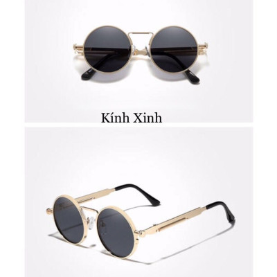 Kính râm Nam Mắt Tròn Thầy bói Kim Loại Ulzzang Hàn Quốc