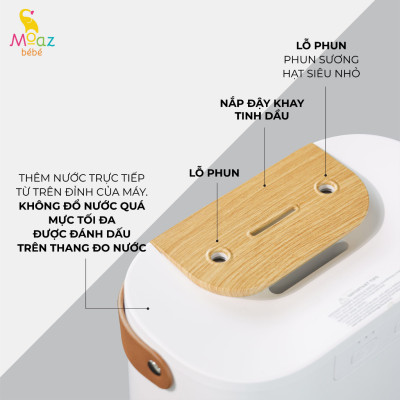 Máy phun sương tạo ẩm Moaz BéBé MB - 065 bảo hành 12 tháng Hàng Chính Hãng