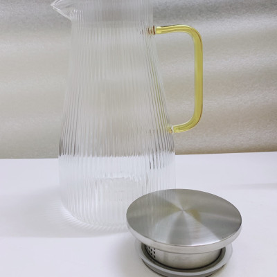 BÌNH ĐỰNG NƯƠC THỦY TINH CHỊU NHIỆT VÂN SỌC NẮP INOX - VD52 