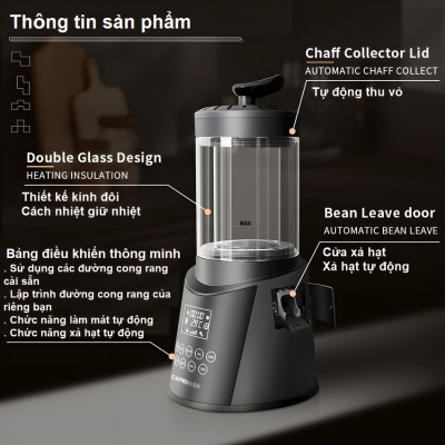 Máy rang hạt cà phê công nghệ gia nhiệt không khí chuyên nghiệp thương hiệu Mỹ Cafemasy SCR-306 - Hàng nhập khẩu