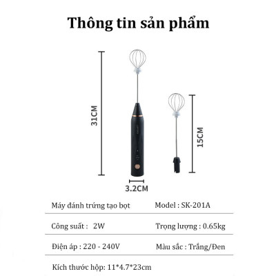 Máy đánh trứng, tạo bọt sữa cafe SOKANY thiết kế cầm tay cỡ nhỏ tiện dụng cho gia đình - SK201A - HÀNG CHÍNH HÃNG - DELIYA