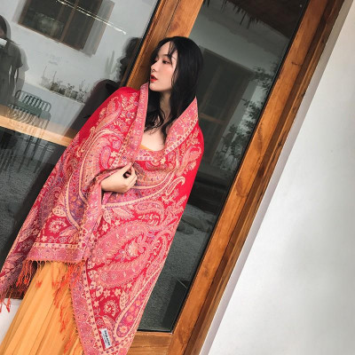 KHĂN CHOÀNG CỔ PASHMINA THỔ CẦM HOA HỒNG 04