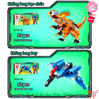 Đồ chơi lắp ráp xếp hình robot người máy Qman 1414 - Siêu Robot khủng long (553 mảnh ghép) dành cho bé trên 6 tuổi
