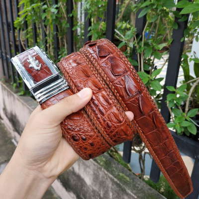 Dây Nịt Nam Cá Sấu Liền Nguyên Tấm Bản Rộng 4cm. Dây Được Đan Viền Thủ Công Rất Đẹp