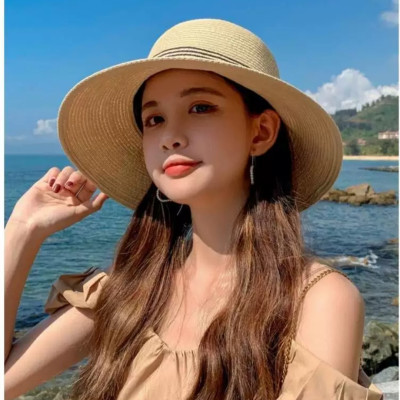 Nón Rộng Vành Đi Du Lịch Biển Mũ Rộng Nữ Chất Liệu Cói Thoáng Mát Viền Sọc Thời Trang Mới Cho Nữ dona25070302