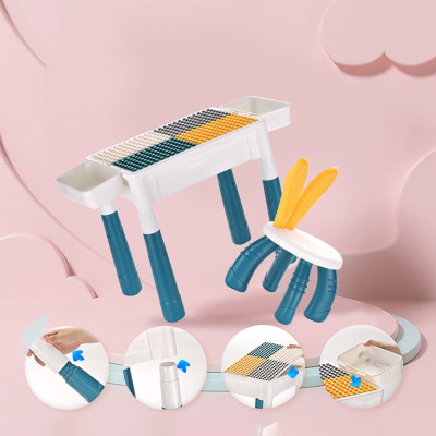 Trọn bộ đồ chơi lắp ghép sáng tạo cho bé trai và bé gái có kèm bàn và ghế ngồi, chất liệu nhựa ABS cứng cáp dày dặn - Đồ chơi phát triển trí não cho bé yêu