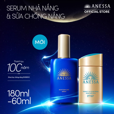 Bộ sữa chống nắng dưỡng da kiềm dầu bảo vệ hoàn hảo SPF50+ PA++++ 60ml và Serum dưỡng da và phục hồi da sau nắng 180ml Anessa