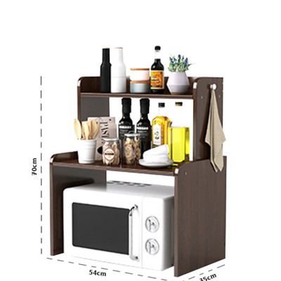 Kệ lò vi sóng 2 tầng kết hợp kệ gia vị chất liệu gỗ chống nước chống bám bẩn - GP186 