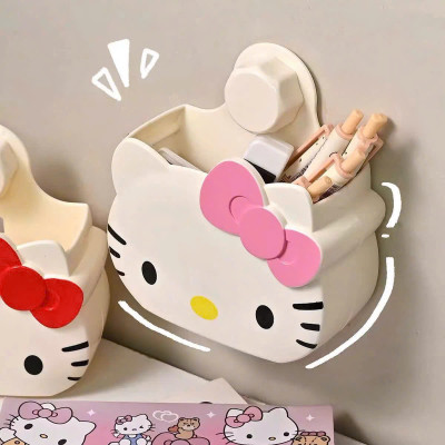 Hộp Đựng Mỹ Phẩm Treo Tường Hello Kitty  – Hộp Nhựa Lưu Trữ Đồ Lặt Vặt Không Cần Khoan, Giá Đỡ Nhà Tắm Dễ Thương - HÀNG CHÍNH HÃNG MINIIN