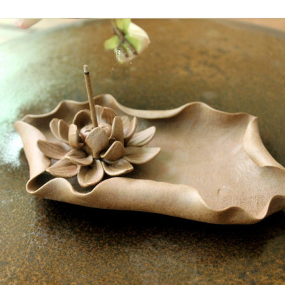Đĩa đốt trầm đắp sen nổi nghệ thuật Vintage