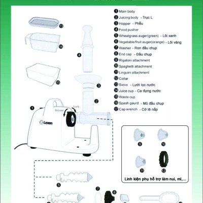 Linh kiện máy ép điện cỏ lúa mì Lexen - Vòng khoá - Hàng chính hãng