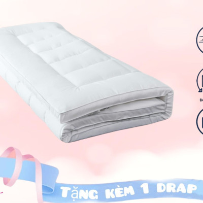 Nệm Topper, Tấm Topper Làm Mềm Nệm Tiêu Chuẩn Khách Sạn Cao Cấp 5 Sao Dày 10cm Tặng Kèm Drap Nệm