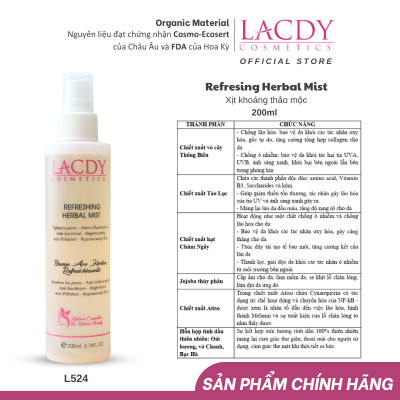 Xịt khoáng thảo mộc se khít lỗ chân lông, chống ô nhiễm da, ngăn ngừa lão hóa - L524 REFRESHING HERBAL MIST