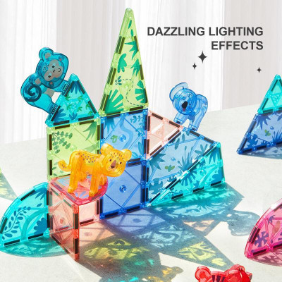 Đồ chơi xếp hình nam châm ánh sáng cầu vồng Mideer Colorful Magnetic Tiles cho bé từ 3 tuổi trở lên