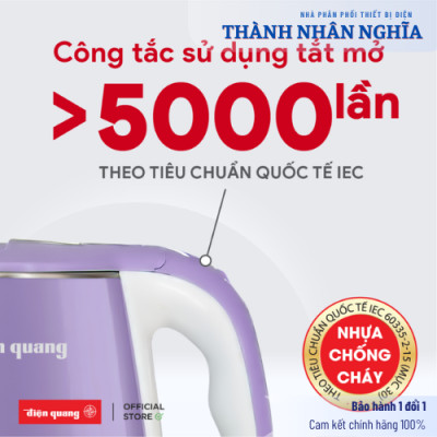Ấm siêu tốc Điện Quang ĐQ EKT15 1518 đế xoay 360 độ, tự động ngắt điện hàng chính hãng