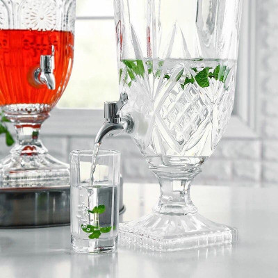 BÌNH THỦY TINH ĐỰNG NƯỚC CÓ VÒI VẶN INOX ĐA NĂNG CRYSTAN - VD64  ( GIAO HOA VĂN NGẪU NHIÊN ) 
