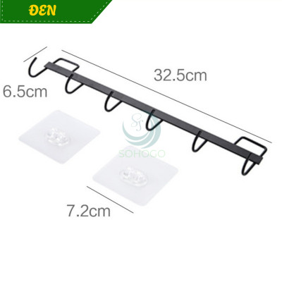 Giá Treo Dụng Cụ Nhà Bếp Dán Tường 6 Móc -Thanh Treo Đa Năng Gắn Tường Không Cần Khoan -Móc Treo Dán Tường Tiện Lợi
