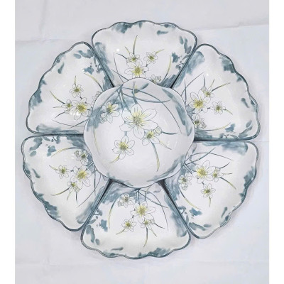 Bộ Bát Đĩa Gốm Sứ Cao Cấp, Hoa Mặt Trời Thắp Hương, Cúng Gia Tiên Hoa Thủy Tiên - HÀNG CHÍNH HÃNG MINIIN