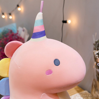 Gấu Bông Thú Nhồi Bông Khủng Long Đội Mũ Chóp Cầu Vồng 30cm Siêu Dễ Thương