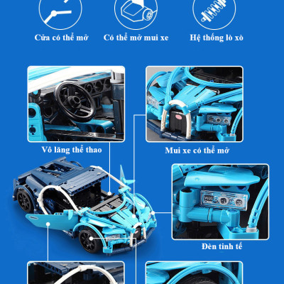 Bộ Đồ Chơi Xếp Hình BABYBOSS Siêu Xe Bugatti Chiron 419 Chi Tiết Điều Khiển Từ Xa - Hàng Chính Hãng