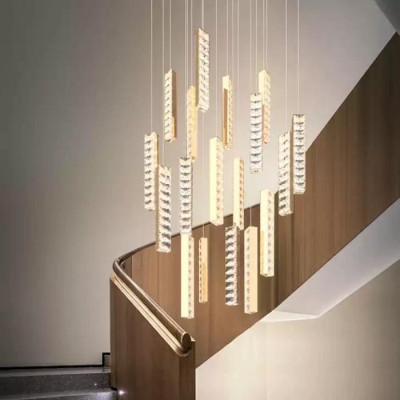 Đèn thả thông tầng thanh phale HTK030V+T, đèn chùm phòng khách DT