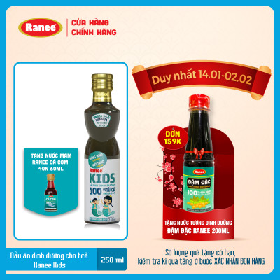 Dầu ăn dinh dưỡng cho bé 100% từ cá Ranee Kids 250 ml + Tặng kèm nước mắm 40N 60ml