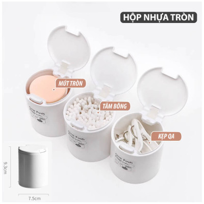 Hộp Đựng Tăm Bông Tẩy Trang Mini Storage Box Nhựa ABS Nắp Kín Tự Động Chống Ẩm Mốc