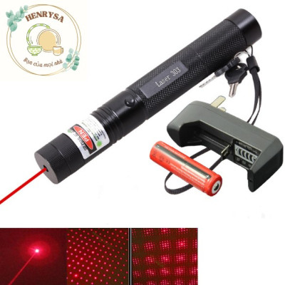 Đèn pin chiếu tia laser 303 - Bút thuyết trình (Kèm hộp+pin+sạc) - Hàng chính hãng