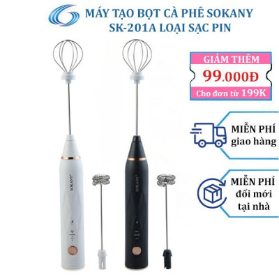 Máy đánh trứng, tạo bọt sữa cafe SOKANY thiết kế cầm tay cỡ nhỏ tiện dụng cho gia đình - SK201A - HÀNG CHÍNH HÃNG - DELIYA