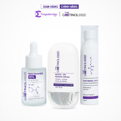 Combo kem dưỡng sáng mờ thâm cho da dầu mụn The Gentinol 0221